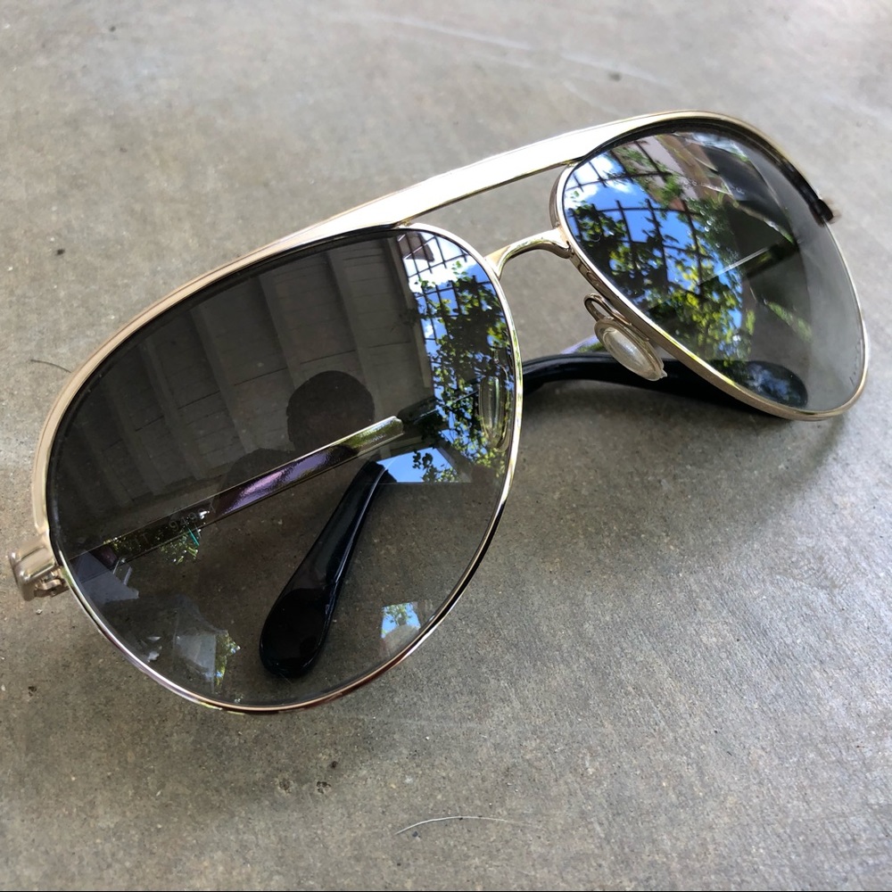 BEBE Aviator Sunglasses Gold Frame Grey Lens